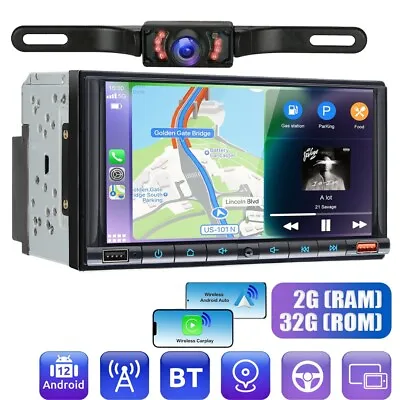 7  Android 12 Dual 2DIN Car Stereo Radio GPS Navi WiFi Apple CarPlay DASH Unit • $179.90