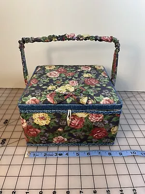 $14.99 • Buy Sewing Box/ Basket Navy Blue Floral