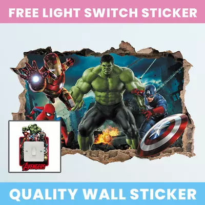 £17.99 • Buy 3D Marvel Avengers Hole In Wall Sticker Art Decal Decor Kids Bedroom Decoration