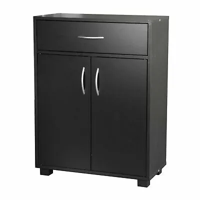 Black Wooden Free Standing Cabinet Hallway Living Room Bedroom Shelves Drawer St • £44.99