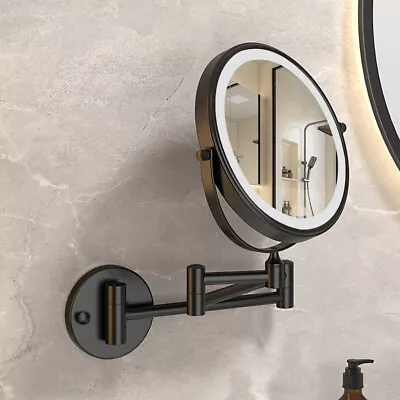 Extendable Magnifying Wall Mounted Bathroom Swivel Mirror Shaving Make Up Lights • £18.95