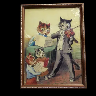 LOUIS WAIN Original Early 20th Century Chromolithograph Print MUSICAL CAT FAMILY • £75