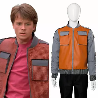 Back To Future Marty McFly Jr.Costume Faux Leather Coat Jacket Suit Cosplay • $72