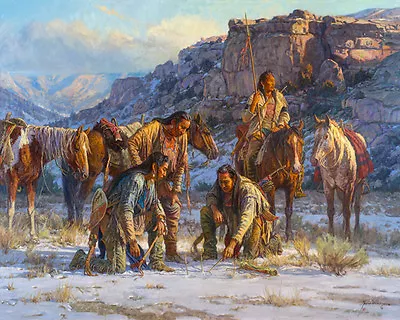 Plans Against The Pecunies By Martin Grelle Native American Indian Canvas 32x40 • $1595