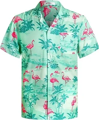 Aptro Mens Hawaiian Shirt Flamingo Print Size Large • $18