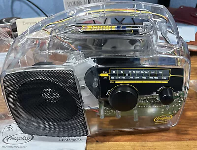 $49.99 • Buy Freeplay Self Powered AM/FM Radio Solar Power Crank CLEAR Solar NEW Open Box.