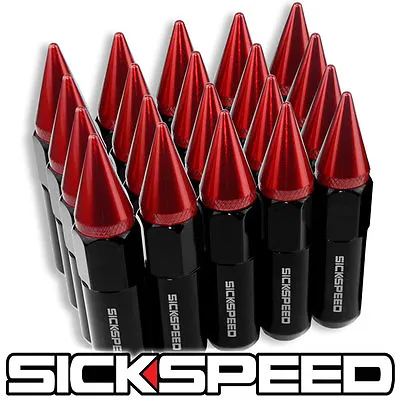 Sickspeed 20 Pc Black/red Spiked Aluminum 60mm Lug Nuts Wheels/rims 12x1.5 L07 • $56