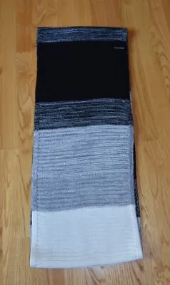 NWOT Calvin Klein Infinity Winter Knit Scarf Black Gray White Ombre Color Block • $15.99