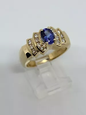 LeVian 14K Yellow Gold Natural Diamond & Tanzanite Ring Size 7.25 MSRP $4000 • $2102.48