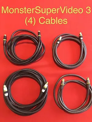 4 Monster Super Video 3 Cables SVHS Hi8 ED Beta S-Video 4-Pin 1.5m 2m 3m 4m Long • $19.95