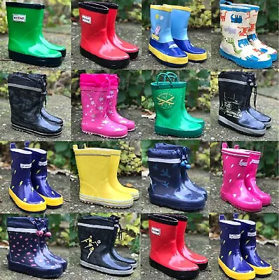 £9.95 • Buy Kids Boys Girls Infants Waterproof Rain Wellies Mcker Wellingtons Splash Boots