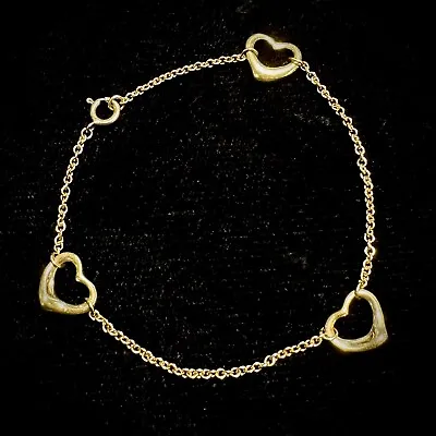 Tiffany ＆ Co. Elsa Peretti 18k Yellow Gold Open Heart Bracelet 7  • $799.99