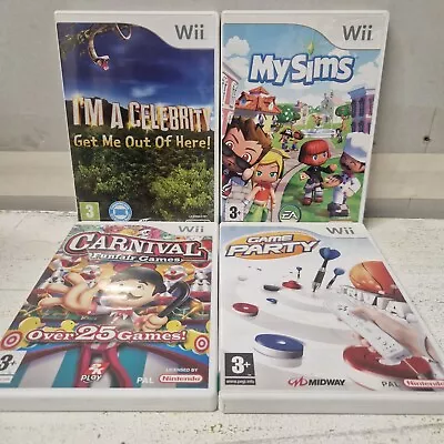 Bundle Of 4 Wii Games Carnival My Sims Game Party Im A Celebrity • £19.95