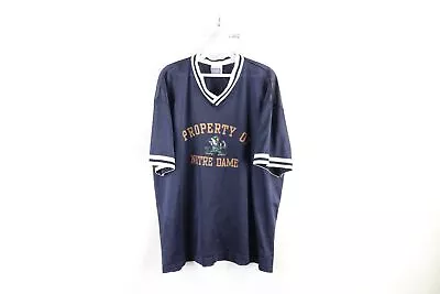 Vtg 90s Mens 2XL Distressed Spell Out Notre Dame University Mesh Ringer T-Shirt • $35.95