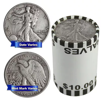 Roll Of 20 - $10 Face Value Full Dates 90% Silver Walking Liberty Half Dollars • $233.05