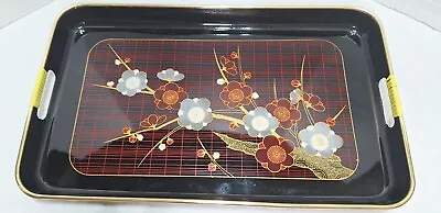 Vintage Toyo Lacquer 2 Piece Serving Tray Set Japan Black/Red/Gold ORIENT CORE • $12.96