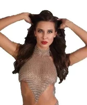 Chain Mail Bra | Butted | Girl Antique Sexy Lady Beach Top Ring Lingerie| Silver • $71.41