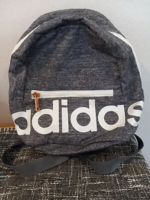 $25 • Buy Adidas Linear Mini Backpack Gray Logo Bag Purse Nylon Small New