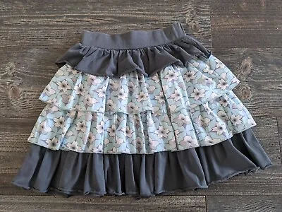 Matilda Jane Nina Character Counts Heart Soul Pride Gray Ruffle Skirt Size 10 • $13