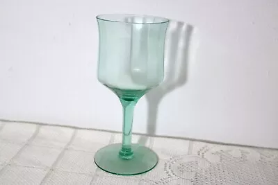 GREEN DEPRESSION Columns Vintage 6 3/4 H Wine  Water Glasses Goblets (Set Of 4) • $31.99