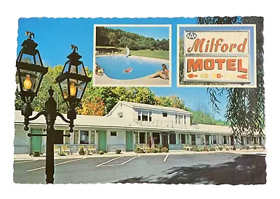 Milford Motel Milford Pennsylvania Postcard Multiview In The Scenic Pocono Mtns • $3.99