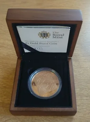 Boxed 2008 Royal Mint Gold Proof Five Pounds Coin The Accession Of Elizabeth I • $3924.10
