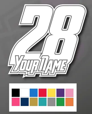 3 X Custom Racing Numbers & Name - Vinyl Stickers/Decals Race Motorbike Mx Track • £7.61