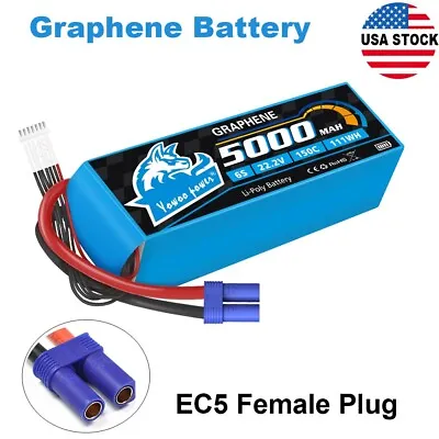 Yowoo 22.2V 6S 5000mAh 150C EC5 Graphene Lipo Battery For RC Helicopter Truck US • $66.59