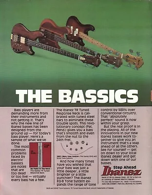 1980 Ibanez Bass TR Tuned Response Neck - Vintage Guitar Ad • $10.88