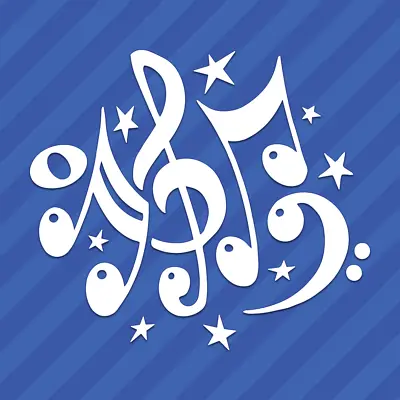 Music Notes And Stars Vinyl Decal Sticker • $2.79