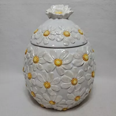 Gibson Spring Daisy Cookie Jar Hand Painted Lusterware Flower Floral White Yello • $28.78