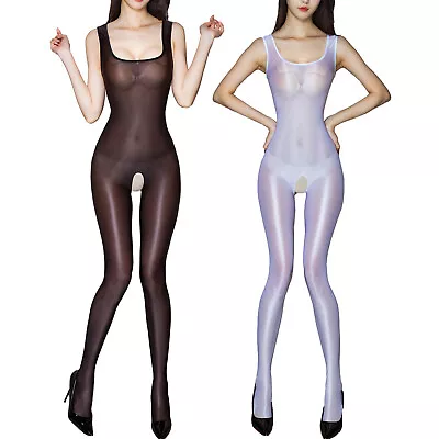 Women's Sheer Bodystocking Halter Neck Backless Bodysuit Catsuit Nightwear • £20.39