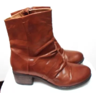 Miz Mooz Gem Brandy Womens Leather Mid / Ankle Boots Brown Euro Size 40 / US 9 • $40