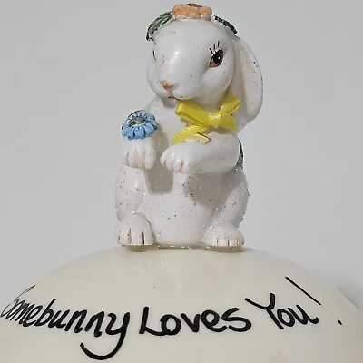 Somebunny Loves You  Bunny Rabbit  Cookie Candy Jar EASTER  Day. RARE • $21.31
