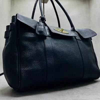Mulberry Bayswater Leather Black Gold Hardware Turnlock Hand Bag From Japan • $360