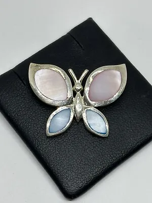 Vintage Solid 925 Sterling Silver MOTHER OF PEARL BUTTERFLY Pendant 2cm 6.49g • $0.99