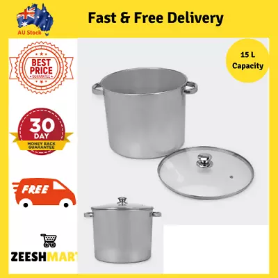 15L Cookware Stock Pot Large Stainless Steel Cooking Sauce Kettle Stock Soup Pot • $23.79