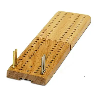 WE Games Mini Travel Cribbage Bord Wood Folding 2 Player Board Metal Pegs • $8.99