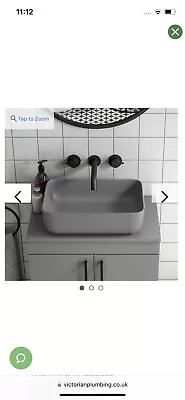 £80 • Buy Arezzo 455 X 325mm Matt Grey Curved Rectangular Counter Top Basin
