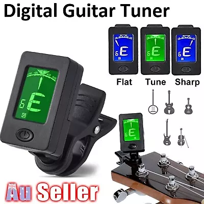 Digital Guitar Tuner Violin Ukelele Bass Tuner Multifunction LCD Electronic Clip • $13.49