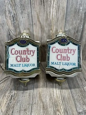2 Vintage Light Up Country Club Malt Liquor Booze Advertising Bar Man Cave Signs • $60