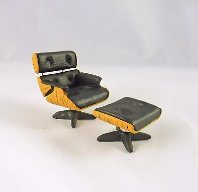 Dollhouse Miniature HALF Scale 1:24 Modern Lounge Chair & Ottoman T0262 • $19.99