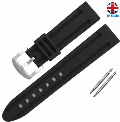 £4.99 • Buy Extra Soft Black Silicone Rubber Waterproof Sport Watch Strap Band 20.22.24.26mm
