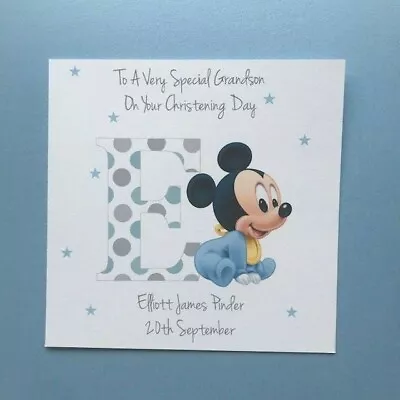 £2.85 • Buy Personalised Mickey Mouse Christening Card A-Z  Godson Grandson Nephew Son Boys