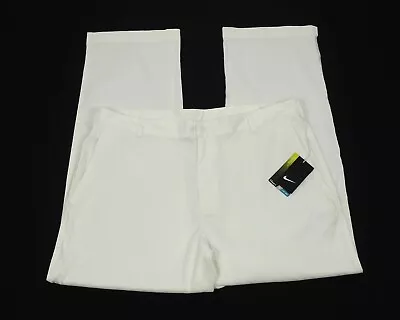 New Nike Golf Dri-Fit White Tech Flat Front Golf Pants Mens 38 X 30 • $29.99