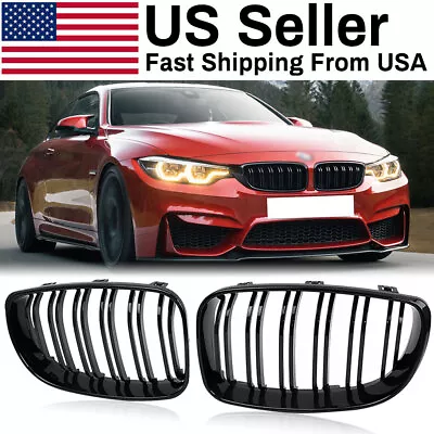 Gloss Black Front Kidney Dual Slats Grill For BMW E90 E91 LCI 325i 328i 2009-11 • $26.79