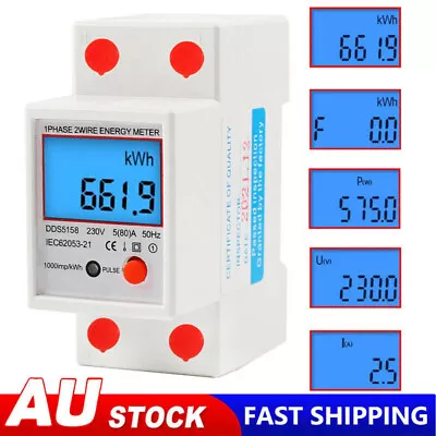 80A LCD Reset Digital Single Phase Electronic Energy KWh Meter Din-Rail Energy • $18.69