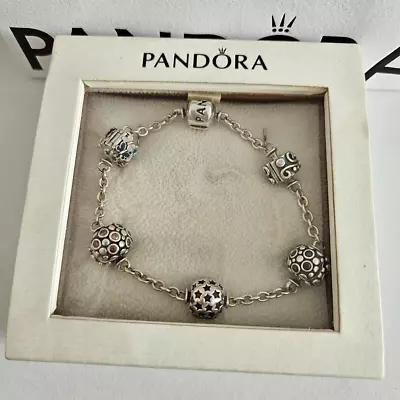 Pandora Clip Bracelet 591704 & Clips Butterflies/2 Encore/Star/Tendril With Box • £50