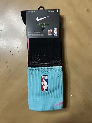 Nike NBA Miami Heat City Edition Miami Vice Crew Socks Size L US 8-12 • $6.99