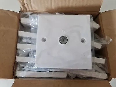 BOX Of 10 TV Single Aerial Socket Coaxial Coax Wall Face Plate TV Point Isolated • £19.50